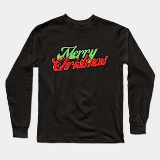 Merry Christmas Green & Red Holiday Long Sleeve T-Shirt